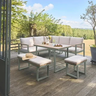 Gartenmöbel Set 8 Personen Akazienholz Aluminium Pampas Terrasse Esstisch