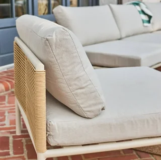 Conjunto de jardín modular de aluminio 5 plazas Orial con cuerdas y mesas redondas de cristal