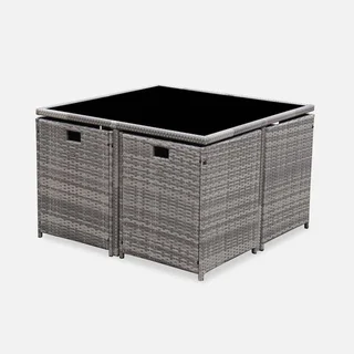Set giardino incassabile 8 posti rattan sintetico con copertura protettiva