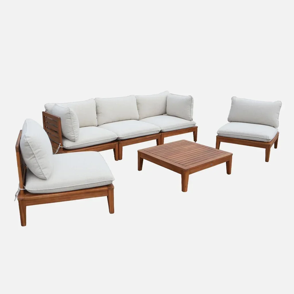 Conjunto jardim modular 5 lugares madeira acácia boucle Yona