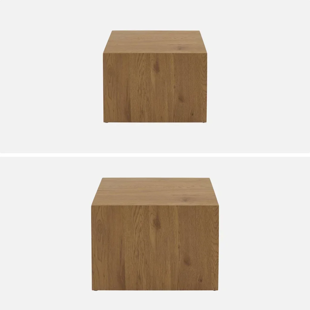Set de 2 tables basses gigognes carrées finition bois naturel Sylva