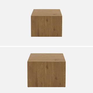 Set de 2 tables basses gigognes carrées finition bois naturel Sylva