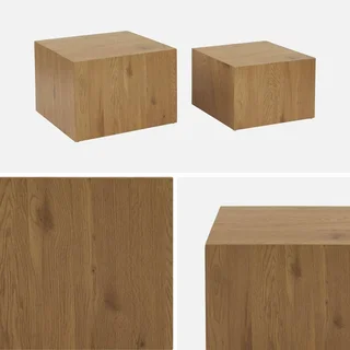 Set de 2 tables basses gigognes carrées finition bois naturel Sylva