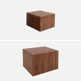 Set de 2 tables basses gigognes carrées bois naturel salon
