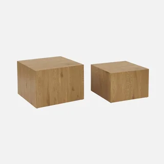 Set de 2 tables basses gigognes carrées finition bois naturel Sylva