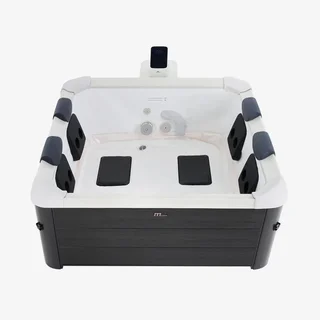 Spa carré 160 cm 6 places balnéothérapie avec appuie-têtes et couverture isolante