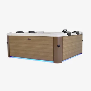 Spa carré 160 cm 6 places balnéothérapie avec appuie-têtes et couverture isolante