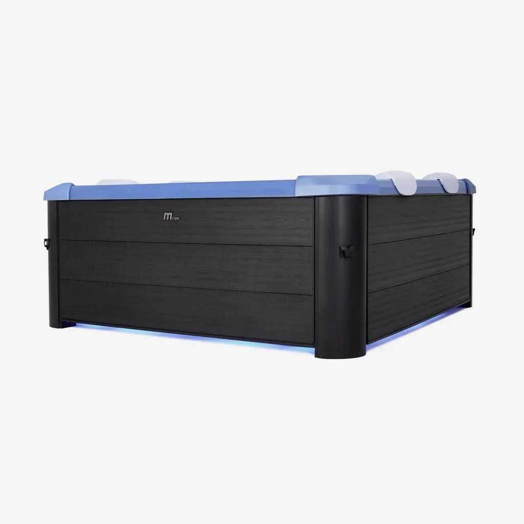 Spa gonflable carré 160cm 6 places balnéo avec appuie-têtes et filtration