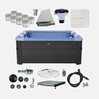 Spa gonflable carré 160cm 6 places balnéo avec appuie-têtes et filtration