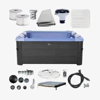 Spa carré 6 places hydromassage 160 cm avec appuis-tête et couverture thermique