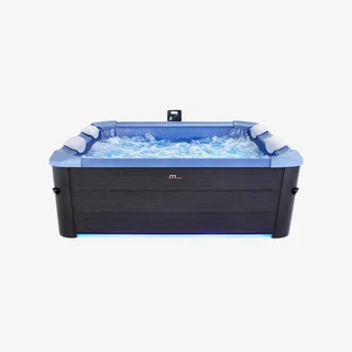 Spa carré 6 places hydromassage 160 cm avec appuis-tête et couverture thermique