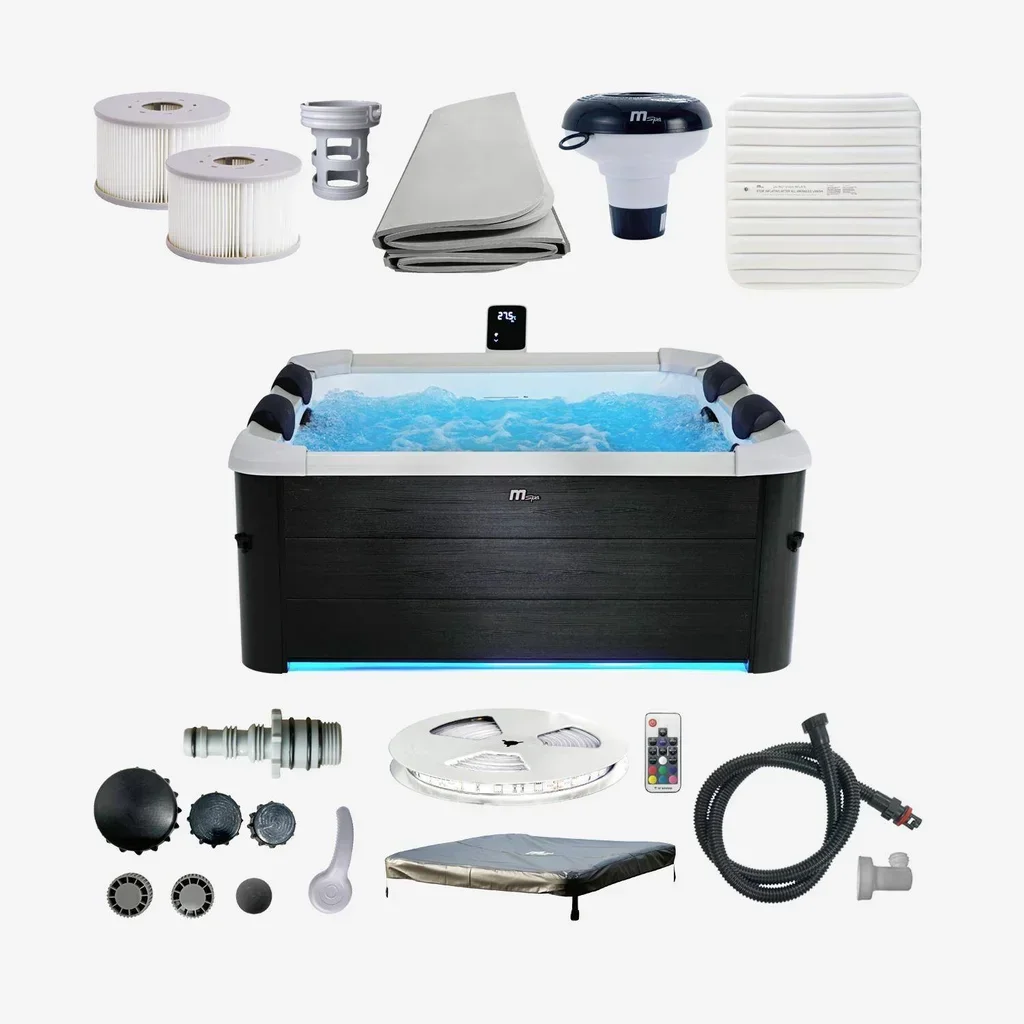 Spa Oslo carré 160cm 6 places hydromassage 120 jets bâche thermique LED connecté