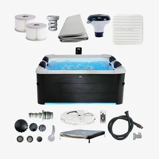 Spa Oslo carré 160cm 6 places hydromassage 120 jets bâche thermique LED connecté