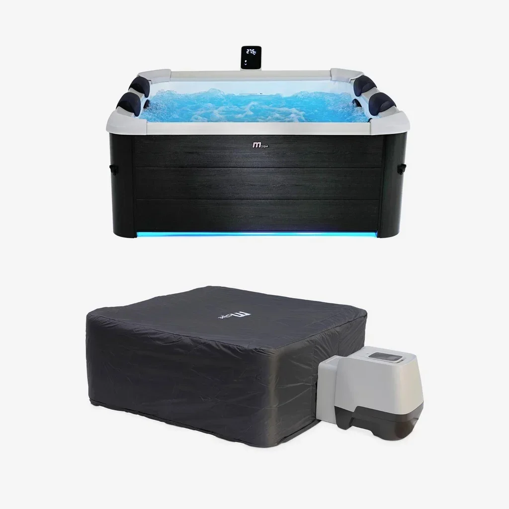 Spa Oslo carré 160cm 6 places hydromassage 120 jets bâche thermique LED connecté
