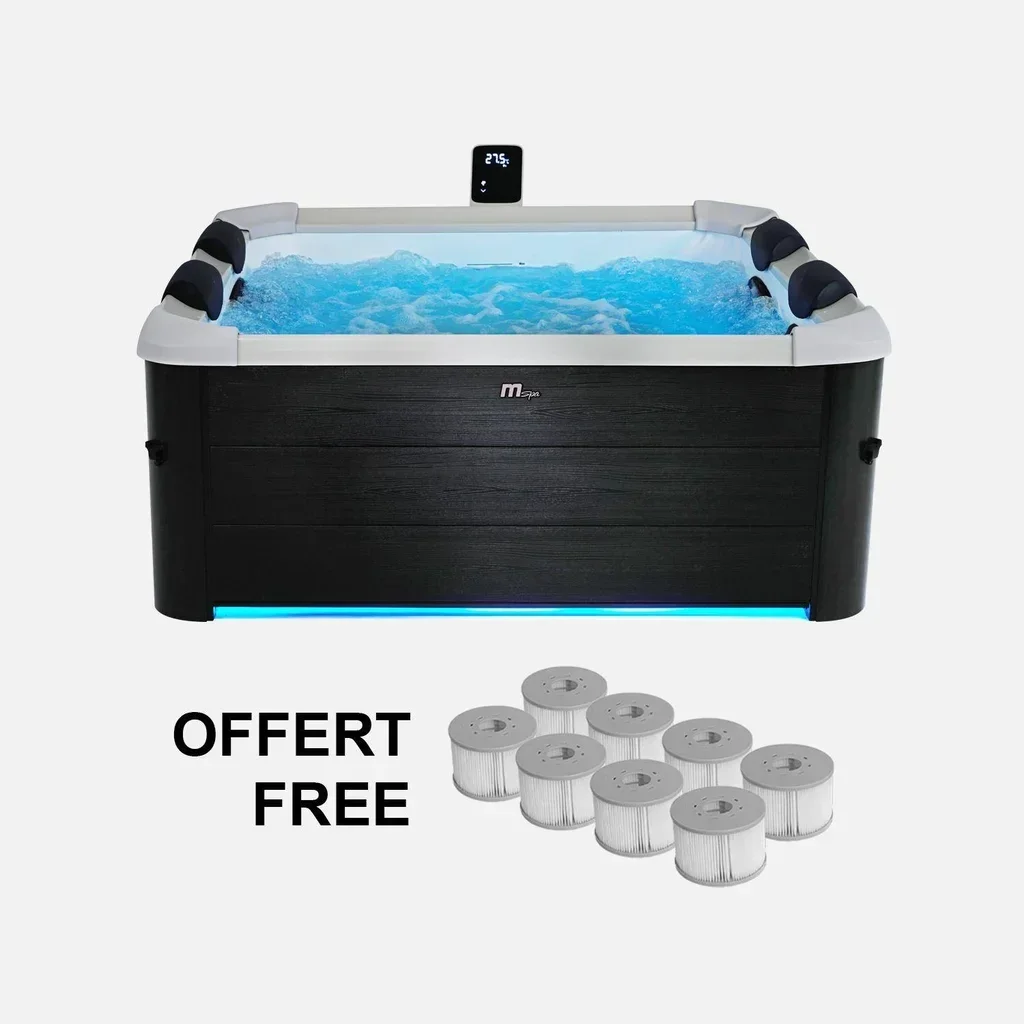 Spa carré 180 cm 6 places hydromassage Oslo Plus avec appuis-tête et LED