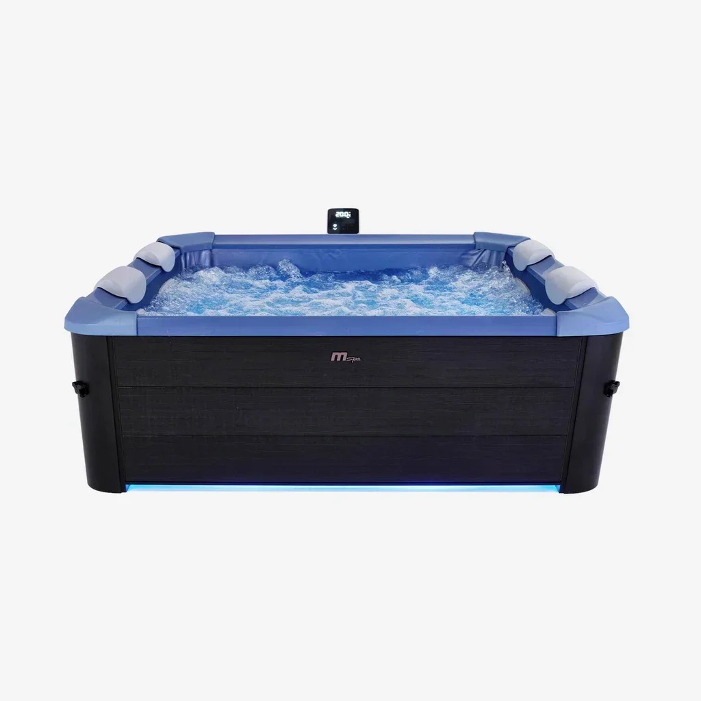 Spa carré 6 places bleu hydromassage appuis-tête couverture thermique