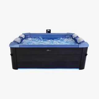 Spa carré 6 places bleu hydromassage appuis-tête couverture thermique