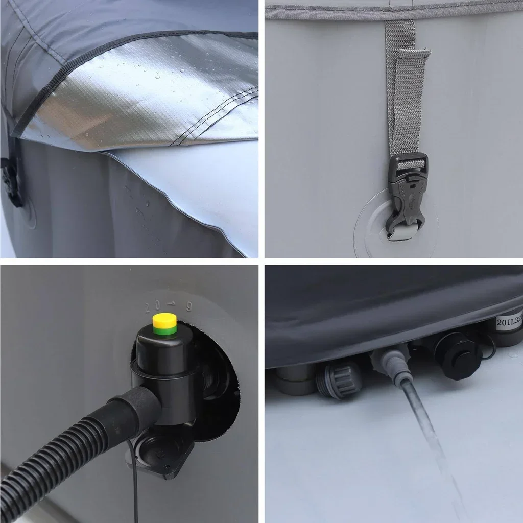 Spa gonflable 6 places anthracite 185 cm Fjord avec bâche et anti-gel