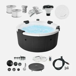 Spa rigide rond 6 places 180 cm hydromassage avec coussins et bâche incluse