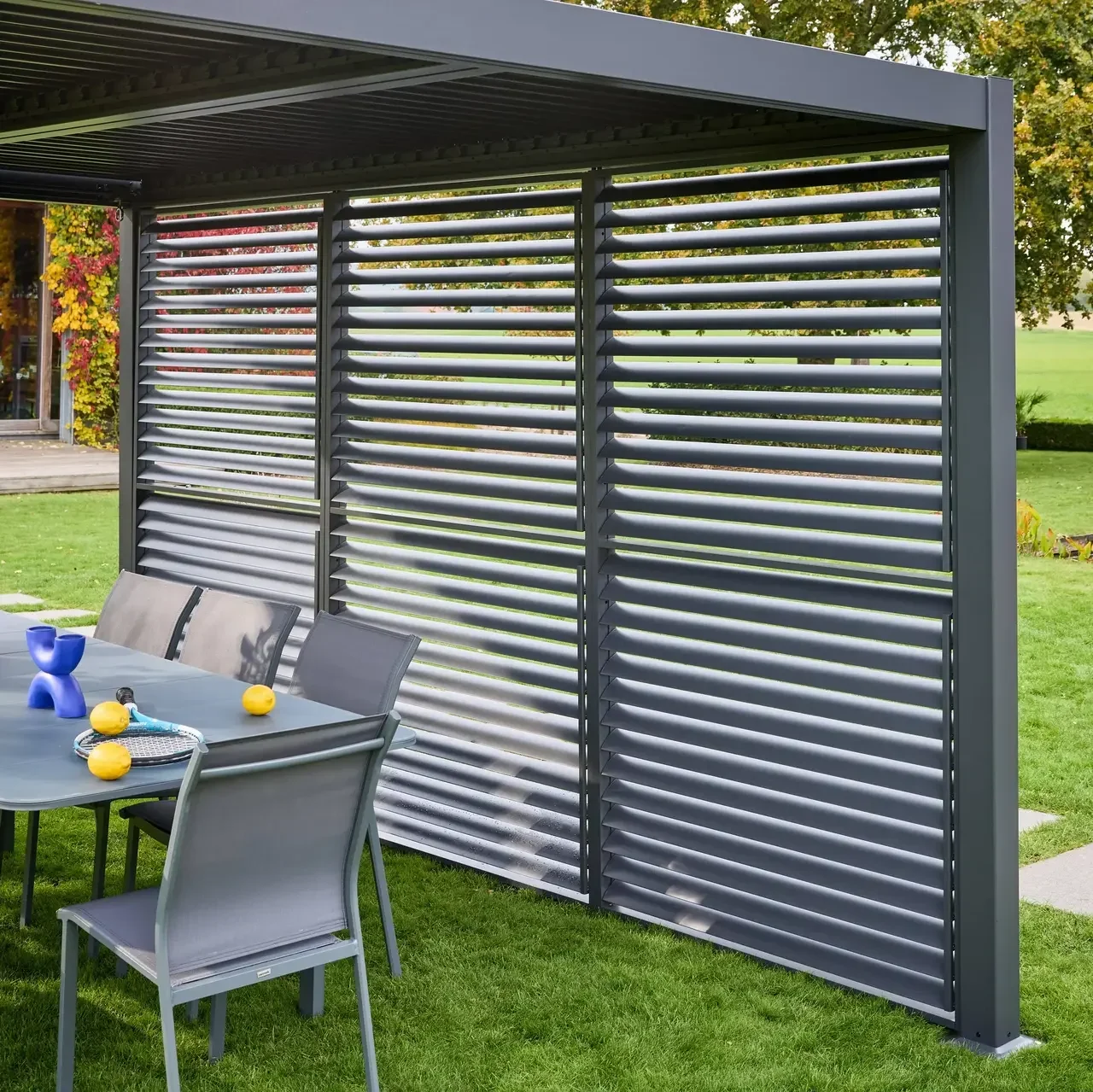 Store lames orientables 130cm pergola aluminium Triomphe 4x3m