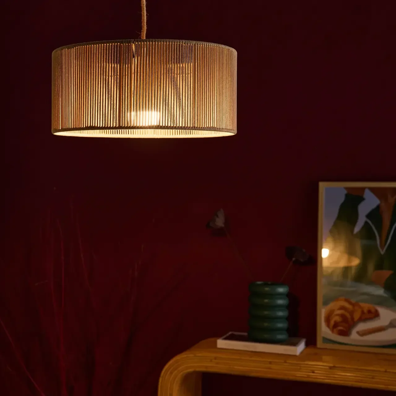 Suspension luminaire chanvre naturel Zélie Ø40 cm bohème scandinave