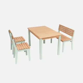 Ensemble table et 4 chaises jardin bois acacia enfants Caroline