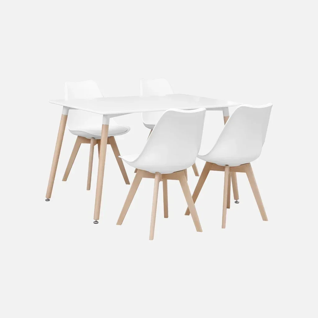 Table à manger scandinave hêtre massif 4 chaises Hedvig