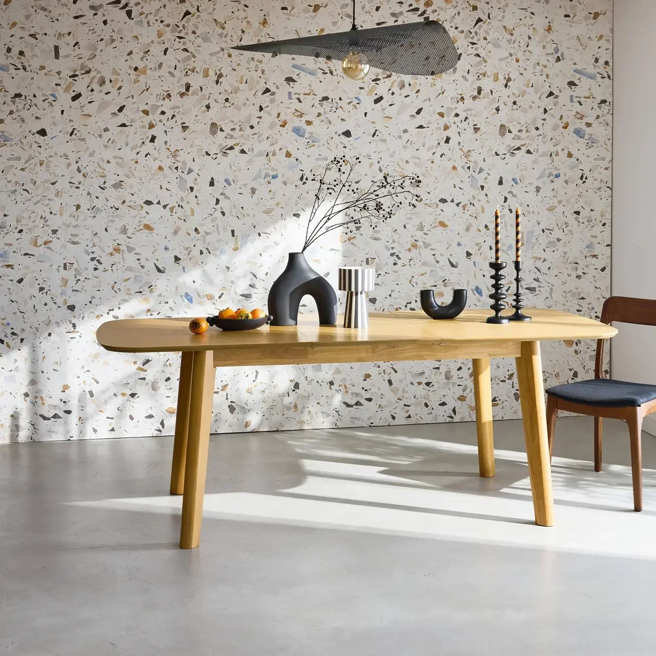 Table à manger extensible chêne Holy 4-6 personnes rallonge 50cm