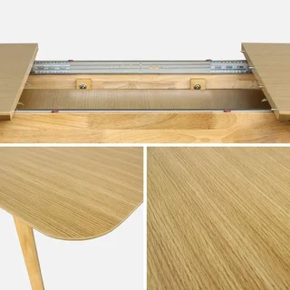 Table à manger extensible chêne Holy 4-6 personnes rallonge 50cm