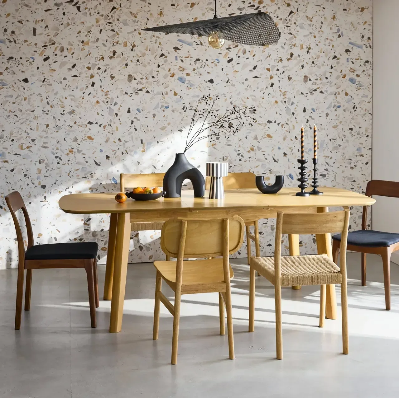 Table à manger extensible chêne Holy 4-6 personnes rallonge 50cm