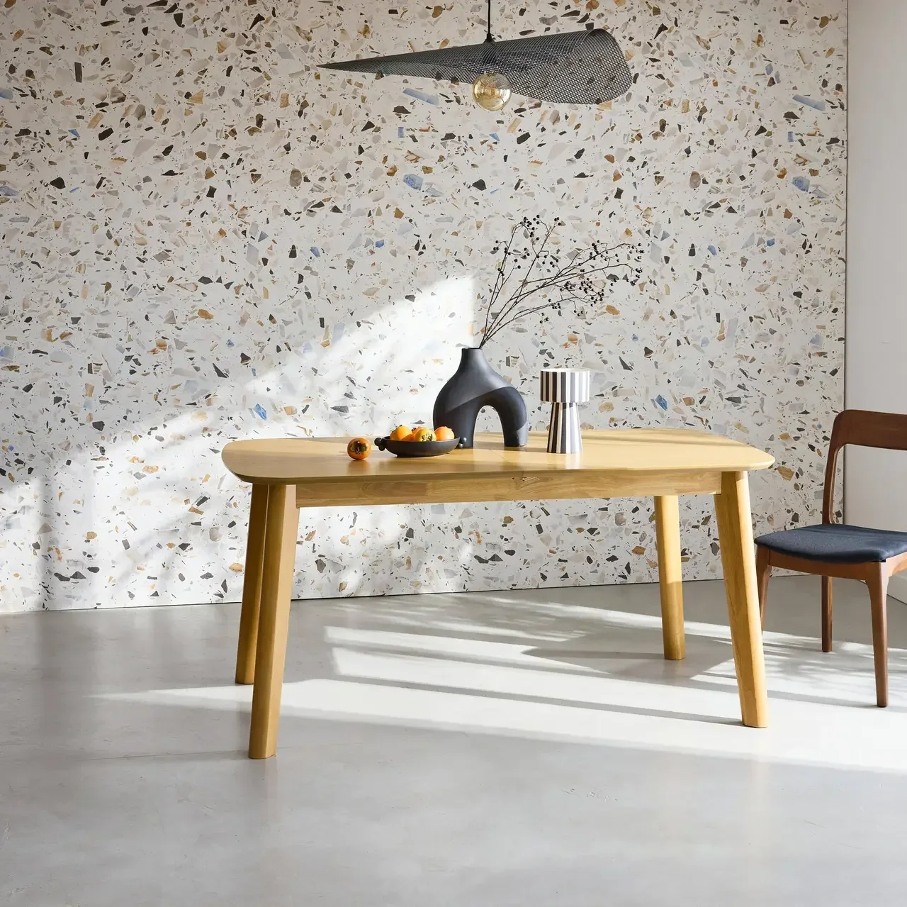 Table à manger extensible chêne Holy 4-6 personnes rallonge 50cm