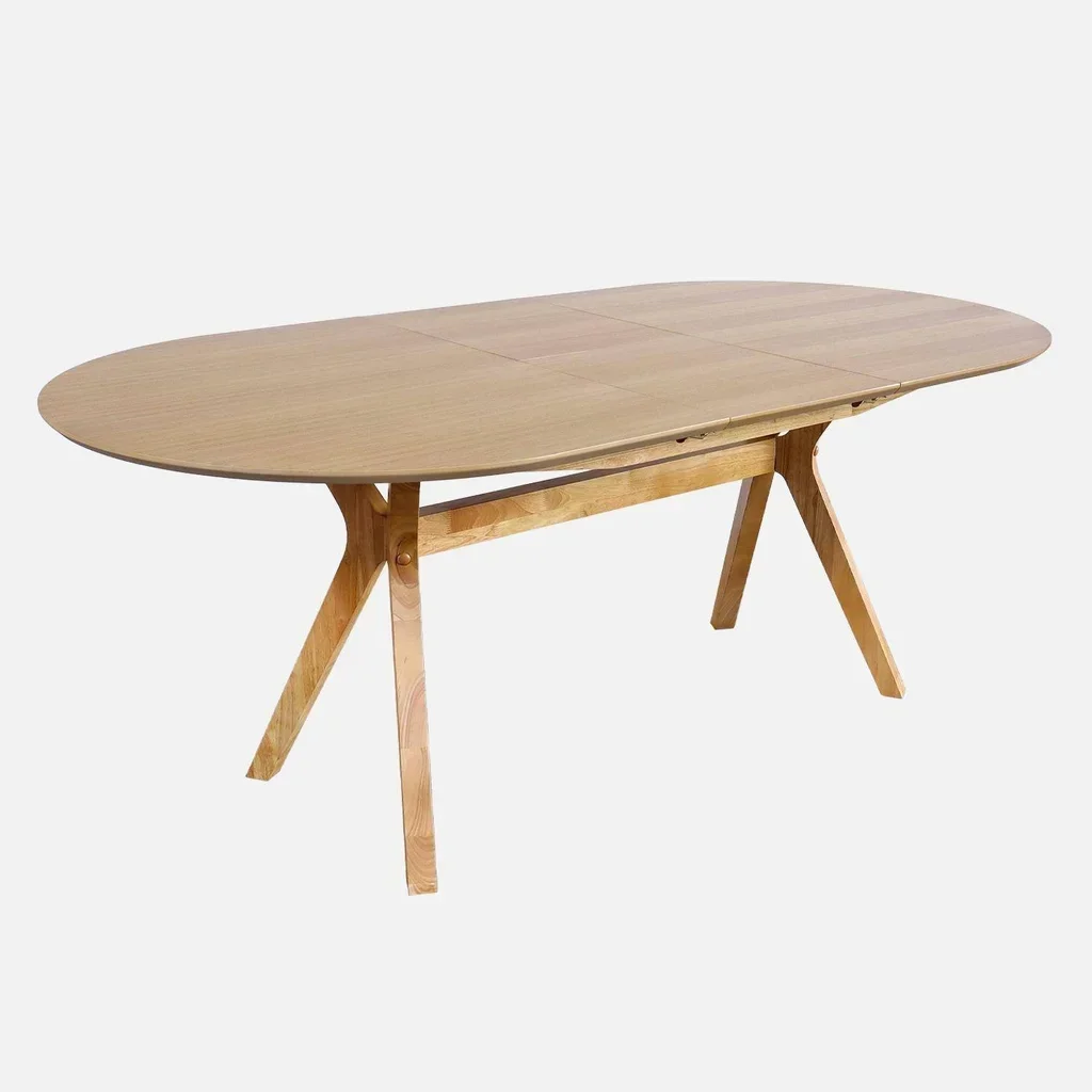 Table à manger extensible bois hévéa chêne 4-8 personnes Olivia
