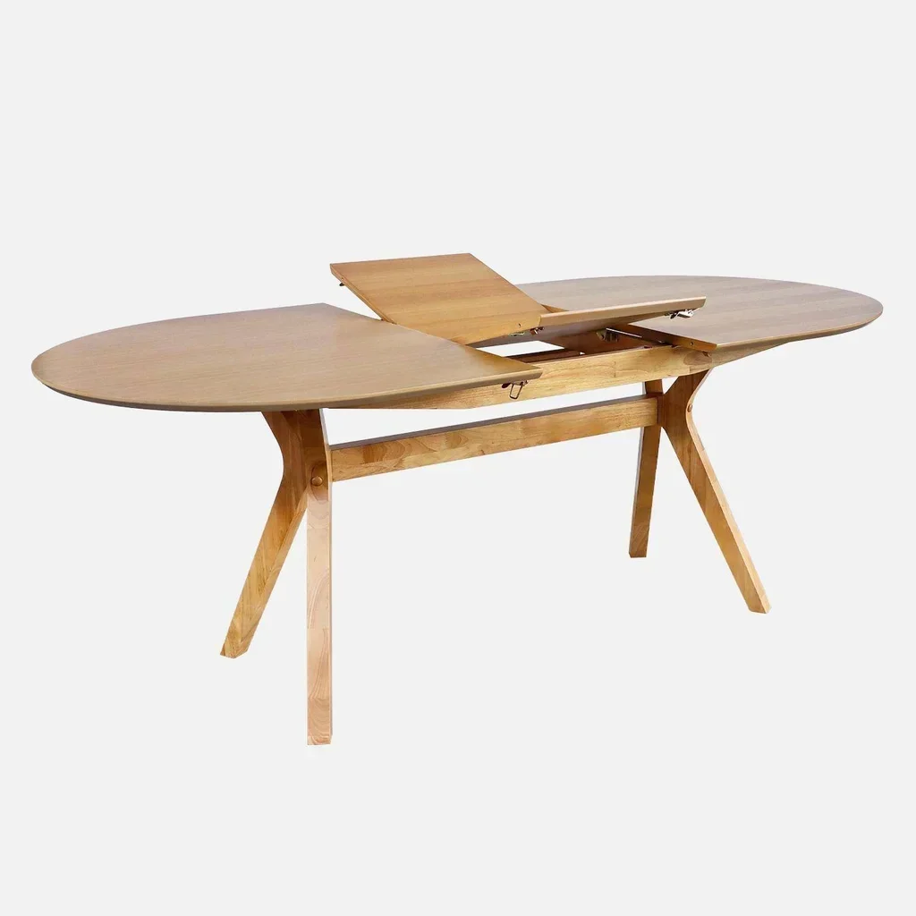 Table à manger extensible bois hévéa chêne 4-8 personnes Olivia