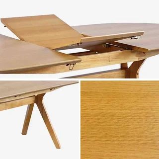 Table à manger extensible bois hévéa chêne 4-8 personnes Olivia