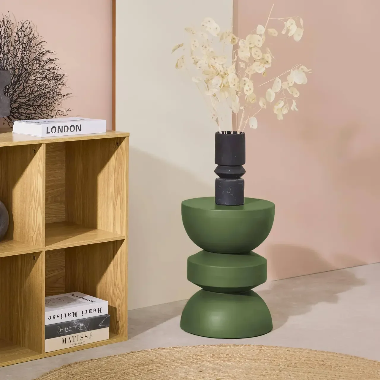 Table d'appoint ronde métal noir Ø32cm H43,5cm design minimaliste Assa