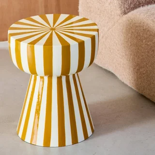 Table d'appoint ronde acier émaillé rayures bicolores Ø34cm H41cm Ziggy