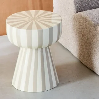 Table d'appoint ronde Ziggy acier émaillé rayures bicolores Ø34cm H41cm