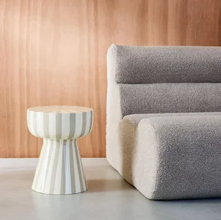 Table d'appoint ronde Ziggy acier émaillé rayures bicolores Ø34cm H41cm