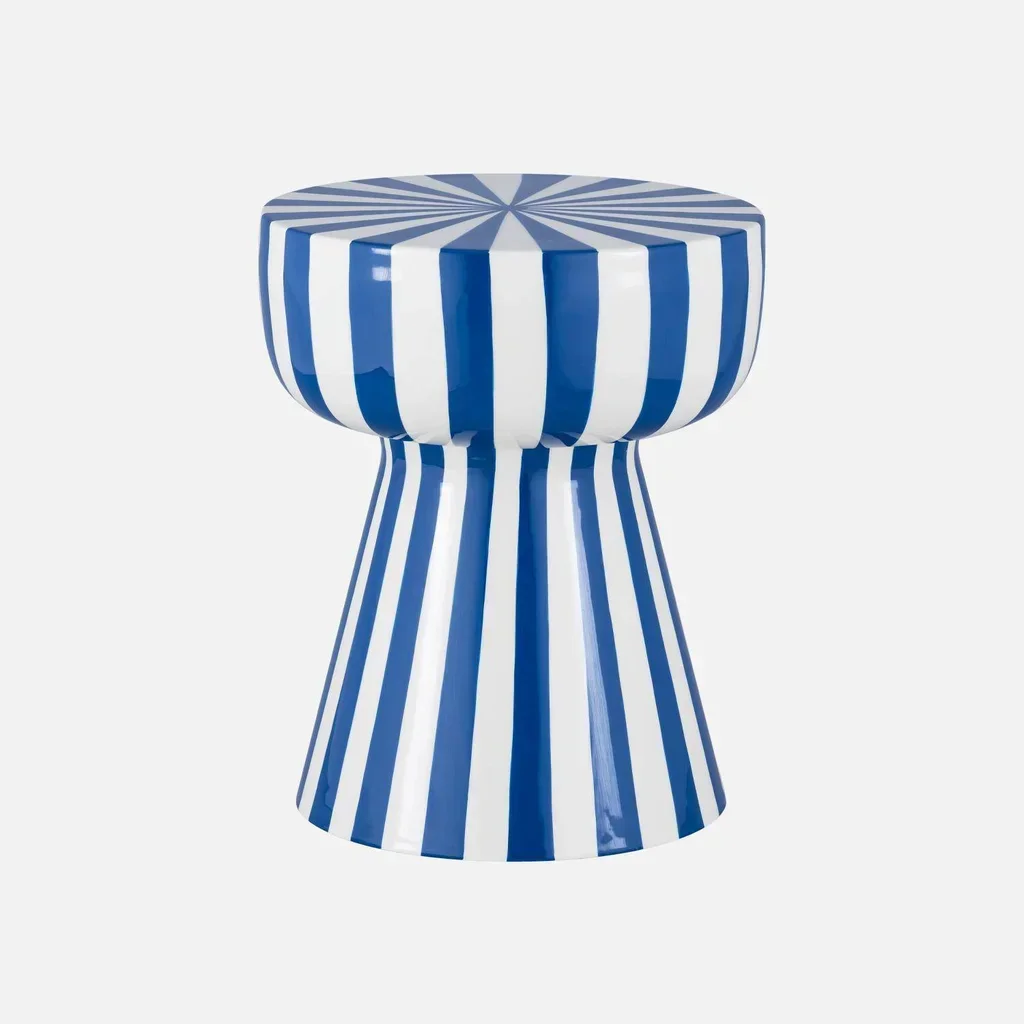 Table d'appoint ronde Ziggy acier émaillé rayures bicolores Ø34cm H41cm