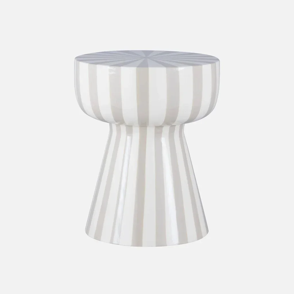 Table d'appoint ronde Ziggy acier émaillé rayures bicolores Ø34cm H41cm