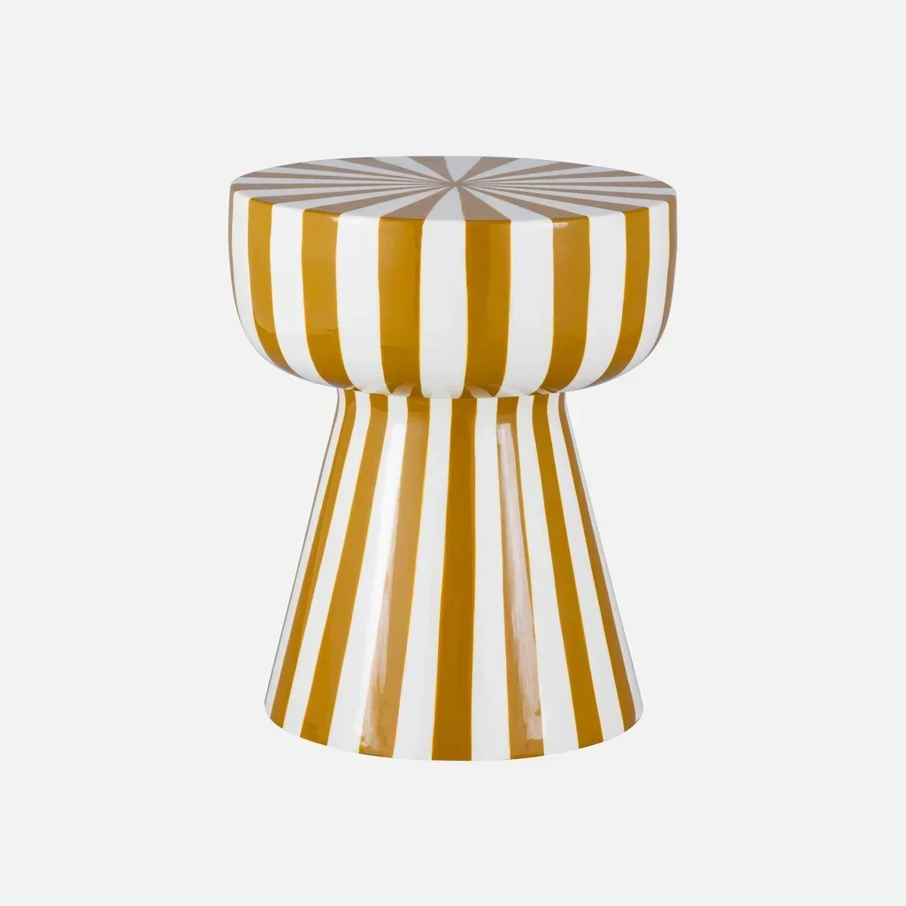 Table d'appoint ronde acier émaillé rayures bicolores Ø34cm H41cm Ziggy