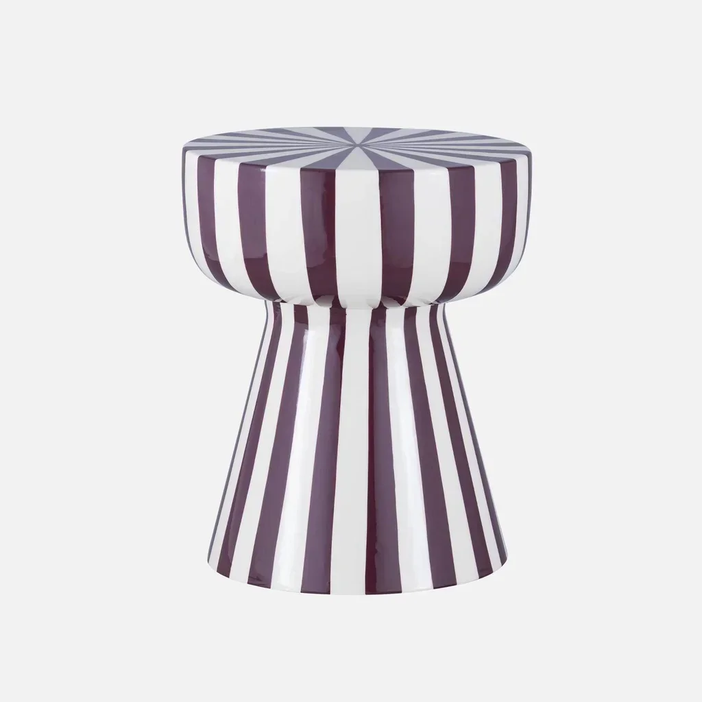Table d'appoint ronde Ziggy Ø34cm acier émaillé rayures bicolores H41cm