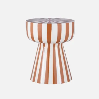 Table d'appoint ronde Ziggy acier émaillé rayures bicolores Ø34cm H41cm