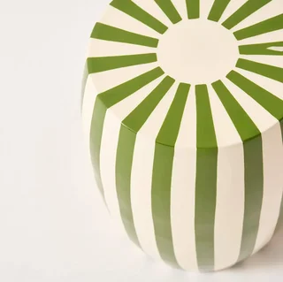 Table d'appoint ronde acier émaillé rayé Ø35 cm bicolore Mizzy