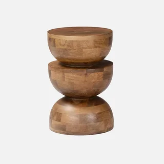Tavolino Rotondo Legno Mango Ø30cm H45cm Design Minimalista Sita