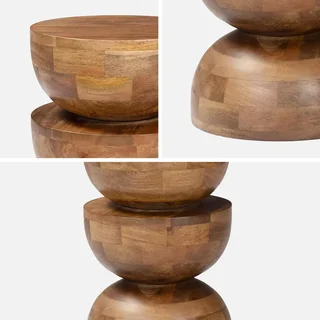 Tavolino Rotondo Legno Mango Ø30cm H45cm Design Minimalista Sita