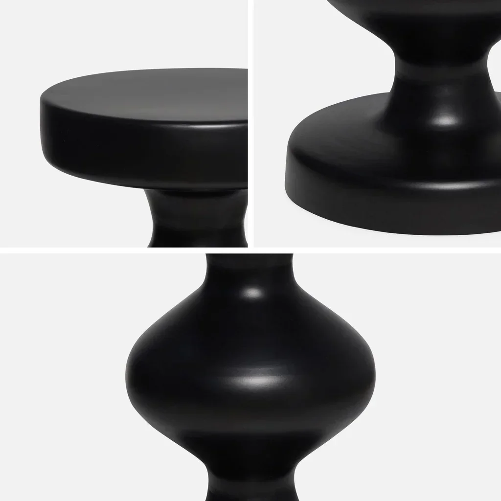 Table d'appoint ronde métal noir Hawa Ø29,5cm H48,5cm bout de canapé chambre