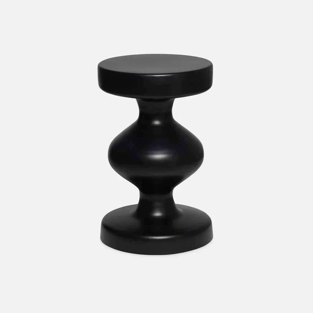 Table d'appoint ronde métal noir Hawa Ø29,5cm H48,5cm bout de canapé chambre