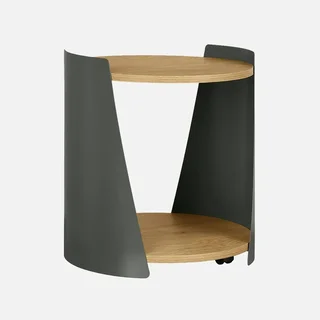 Table d'appoint Molto métal courbé et bois à roulettes