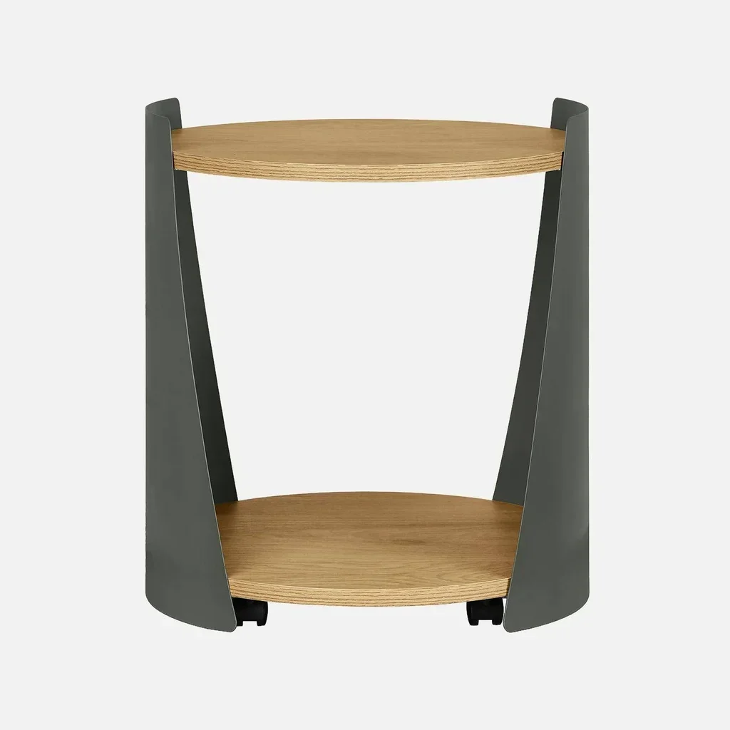 Table d'appoint Molto métal courbé et bois à roulettes